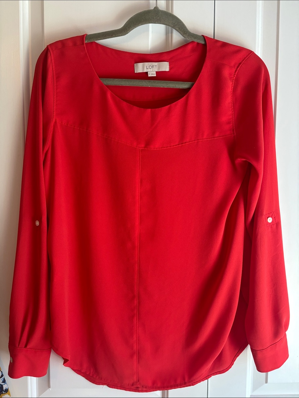 LOFT Vibrant Red size Small Long-Sleeve Blouse